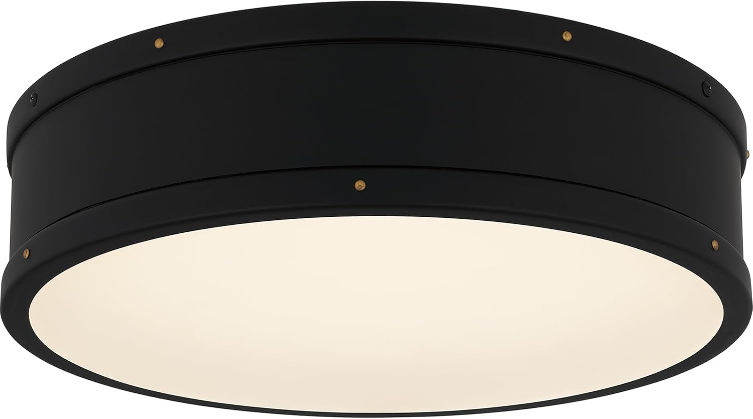 Ouoizel Ahoy Round Flush Mount Ceiling Light, 16 Inch Matte Black Drum Light with Metal Shade, 33 W LED, 2605 Lumens, Close to Ceiling Light Fixtures for Home, Kitchen or Office Lighting