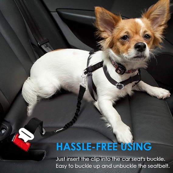 URPOWER Retractable Dog Seat Belt, Adjustable Safety Belt, 2 Pack