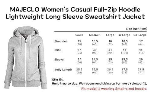 Majeclo Women's Active Slim Fit Zip-Up Hoodie Jacket Long Sleeve Sweatshirt (X-Large, Slim_Black) #TOP5