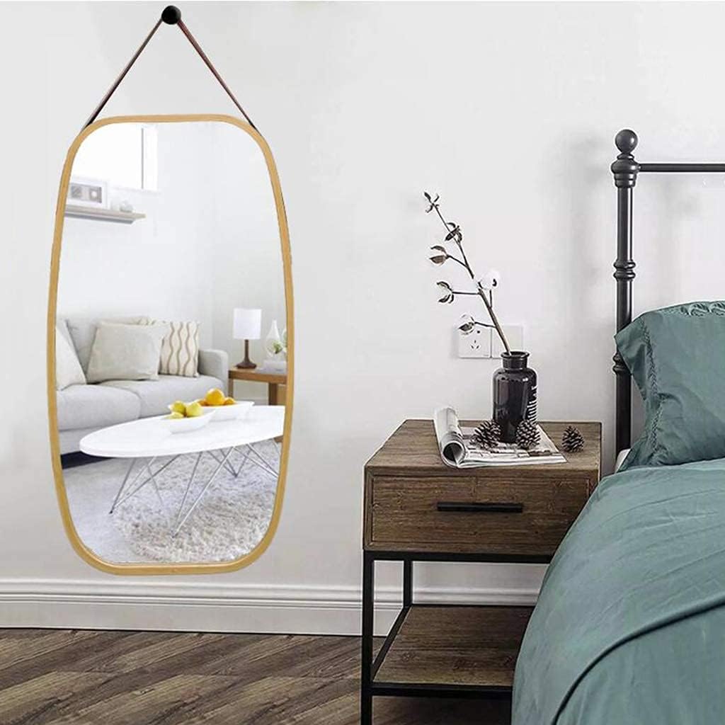 Freestanding Bathroom Mirror Wall Mirror for Bedroom Full Length Full Length Tall Mirror 29″/39″ Rectangular Floor Standing Makeup Dressing Mirror with Adjustable Pu Leather Strap Frame 43×74