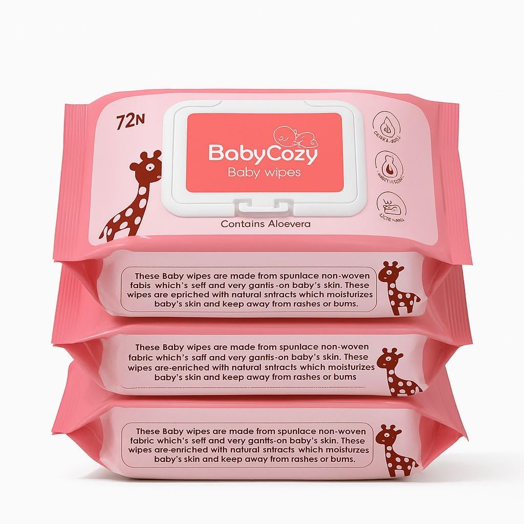 Baby Cozy Baby Wipes, Pack of 3, 72 Sheets Each, Unscented Alcohol-Free, With Aloe Vera and Almond Oil, Suitable for New born-image-13