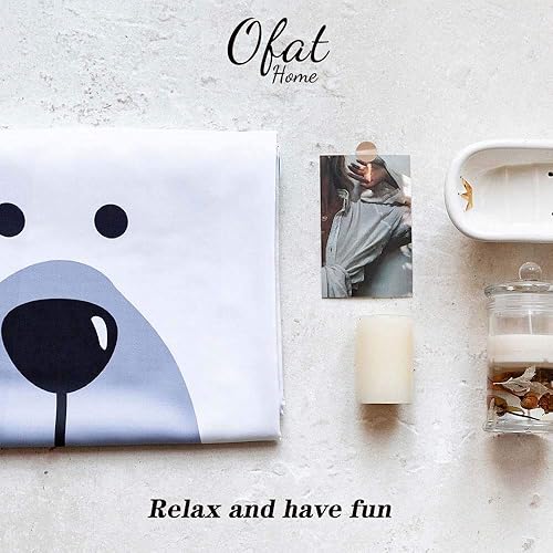 Miniatura 7 de Ofat Home Juego de cortinas de ducha de dibujos animados para niños con ganchos, bonitos accesorios de baño de oso polar, no necesita forro,