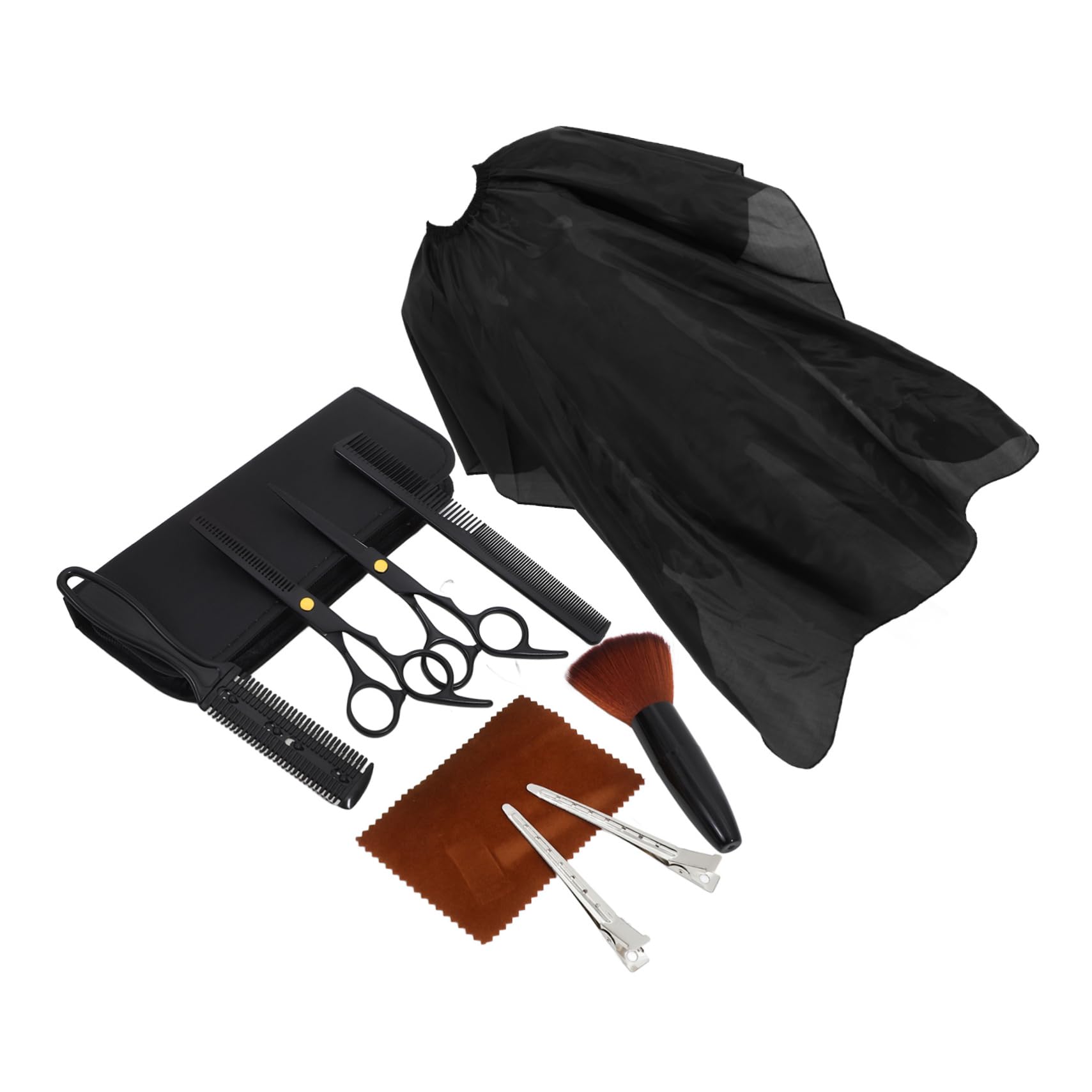 Juego de Tijeras de Peluquería de Acero Inoxidable Negro, 1 Set | Corte y Vaciado del Cabello, Acabado Resistente al Desgaste, para Estilistas Profesionales y Uso Doméstico