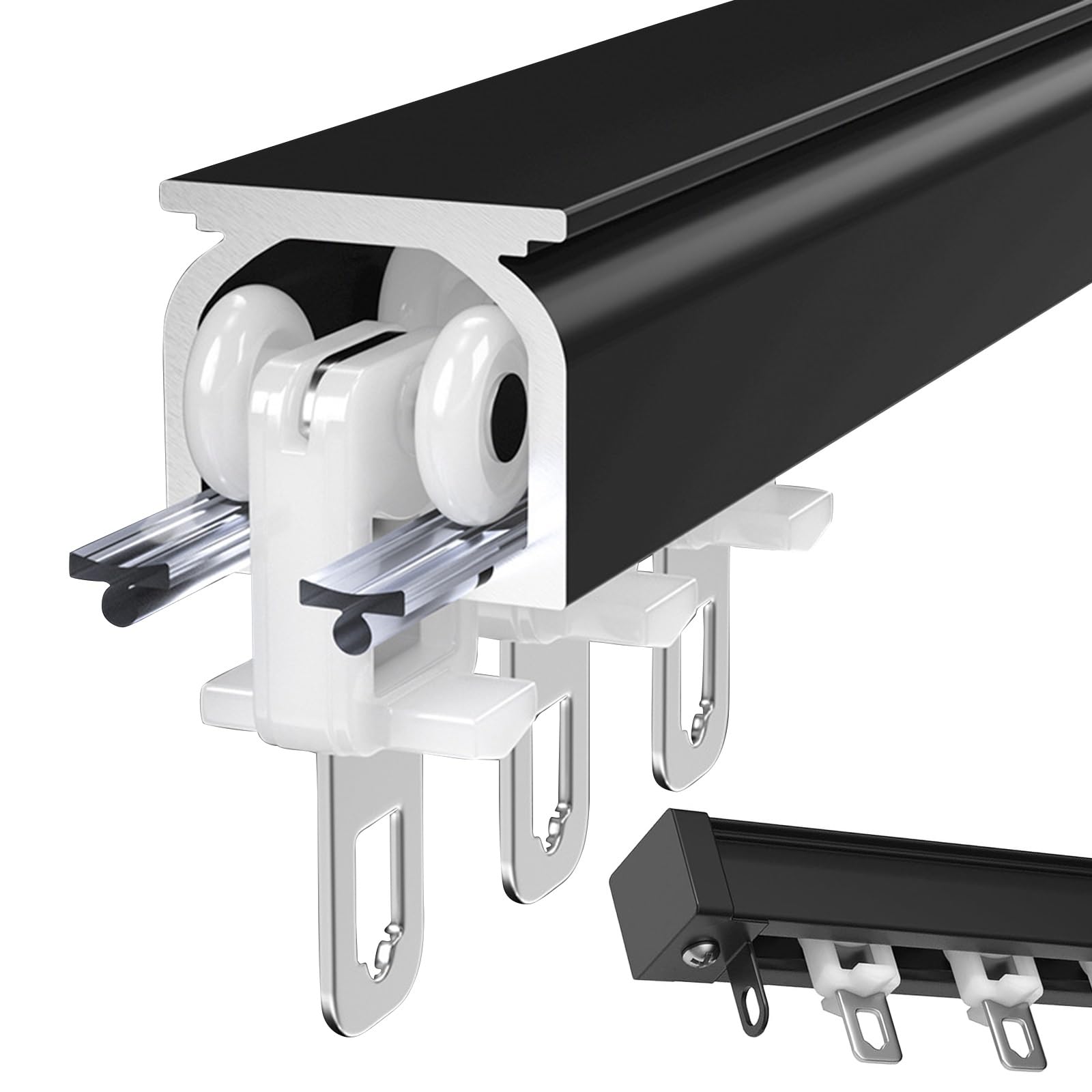 Ceiling Curtain Track 0.5m 1m 2m 3m 4m 5m 6m Lightweight Heavy-duty Aluminum Curtain Rails, With Support Brackets For Wall Or Ceiling Mount, For Window/Room Divider Track