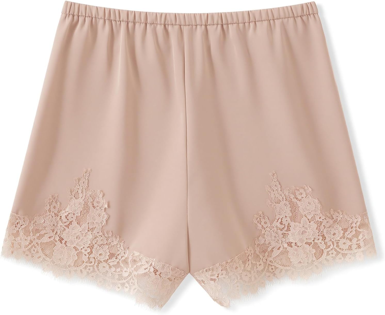 Women Lace Trim Satin Shorts Y2k Shiny Elastic Waist Side Zip-Up Solid Color Mini Pajamas Shorts - Image 9