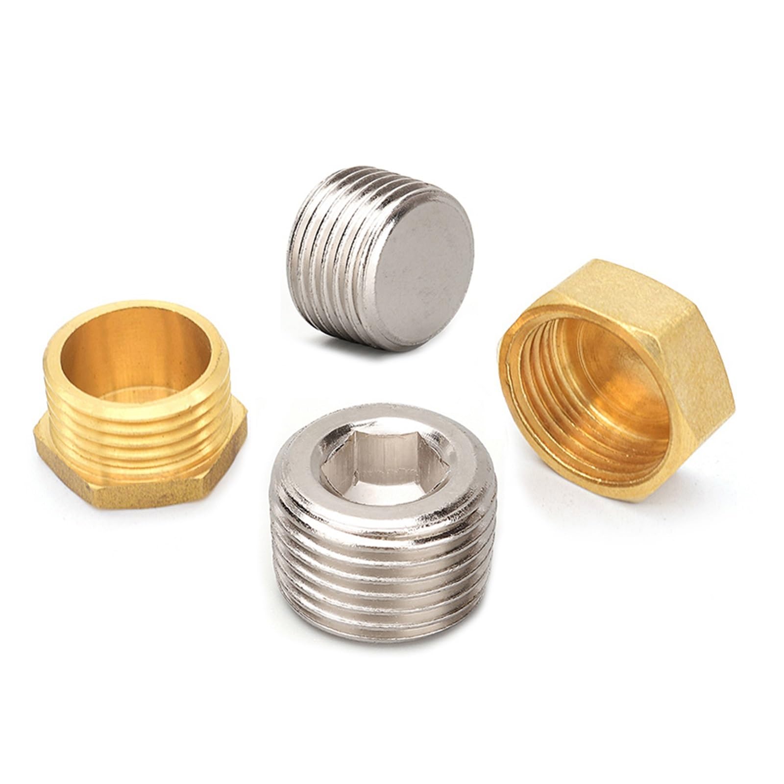 Mosiężna gwint męski Zaślepka do rury z łbem sześciokątnym Wiele rozmiarów 2 szt(Iron Pllug,2 PCS-1/4")
