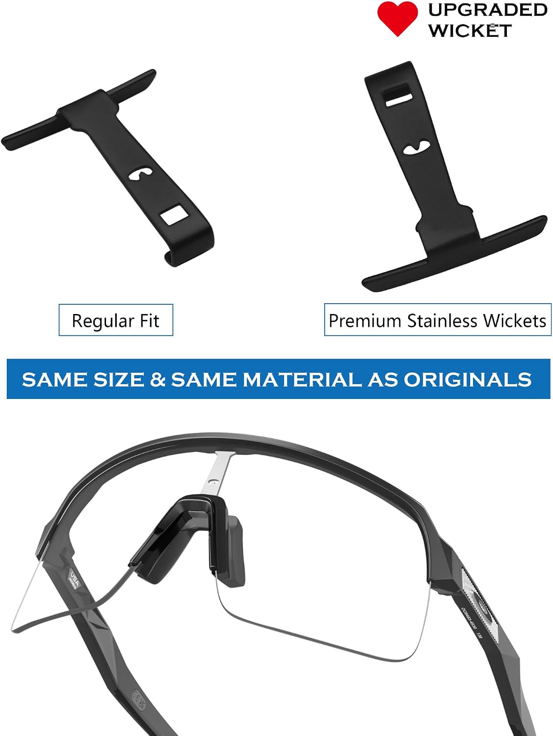 Replacement Wicket for Oakley Sutro Lite OO9463/Sutro Lite AF OO9463A/Sutro Lite Sweep OO9465 (Vented) Sunglass - 1 Pair(Black) image 3