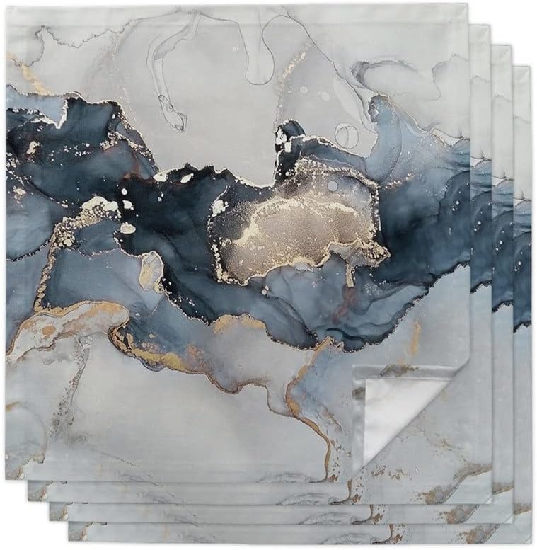 Marble Texture Ink Painting Table Napkin Cloth Set Wedding Party Restaurant Supplies Christmas Napkins(8pcs)
