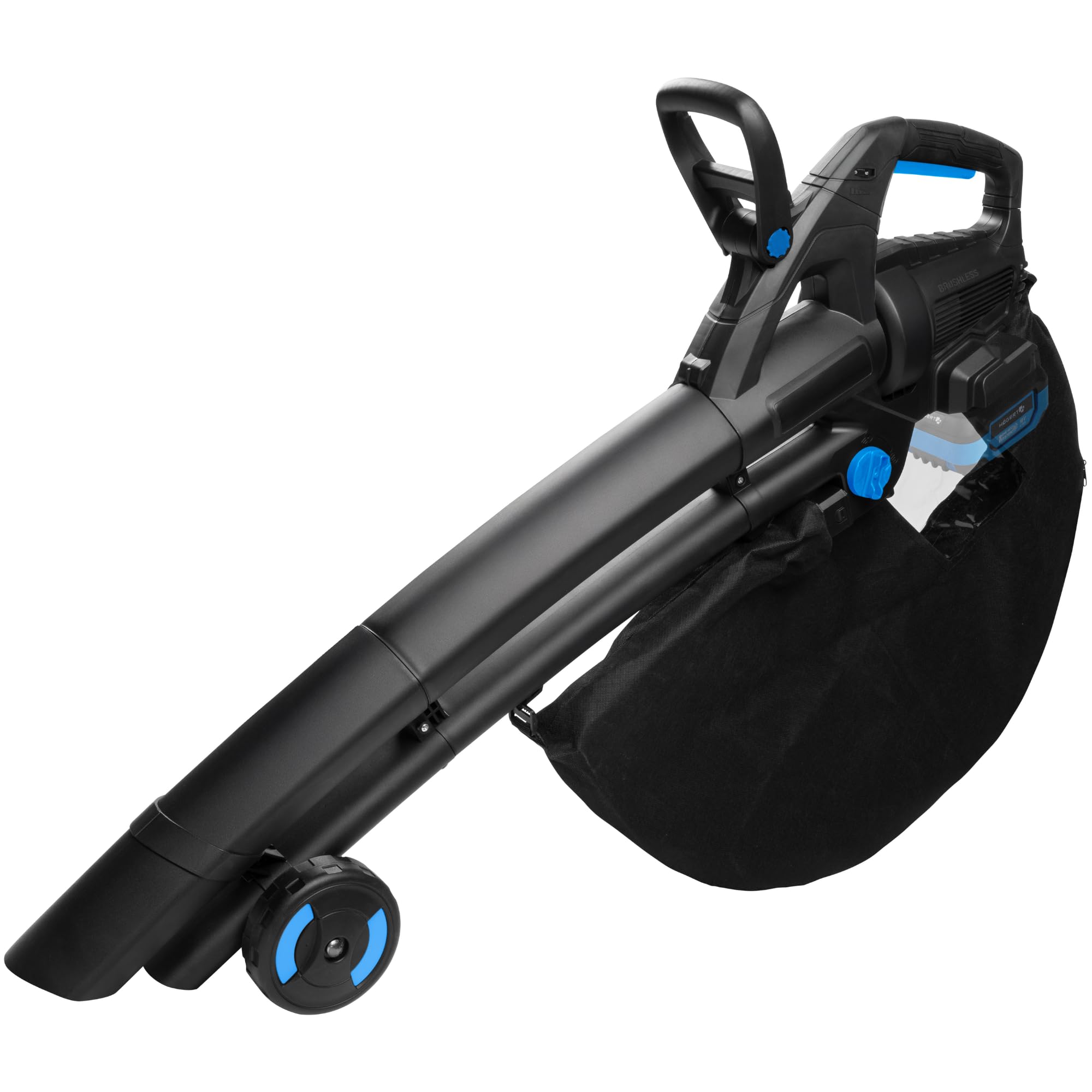 HÖGERT TECHNIK Soffiatore/aspiratore a batteria 2x18 V, soffiatore da giardino brushless con funzione di aspirazione, velocità variabile, sacco di raccolta da 45 l, senza batteria inclusa