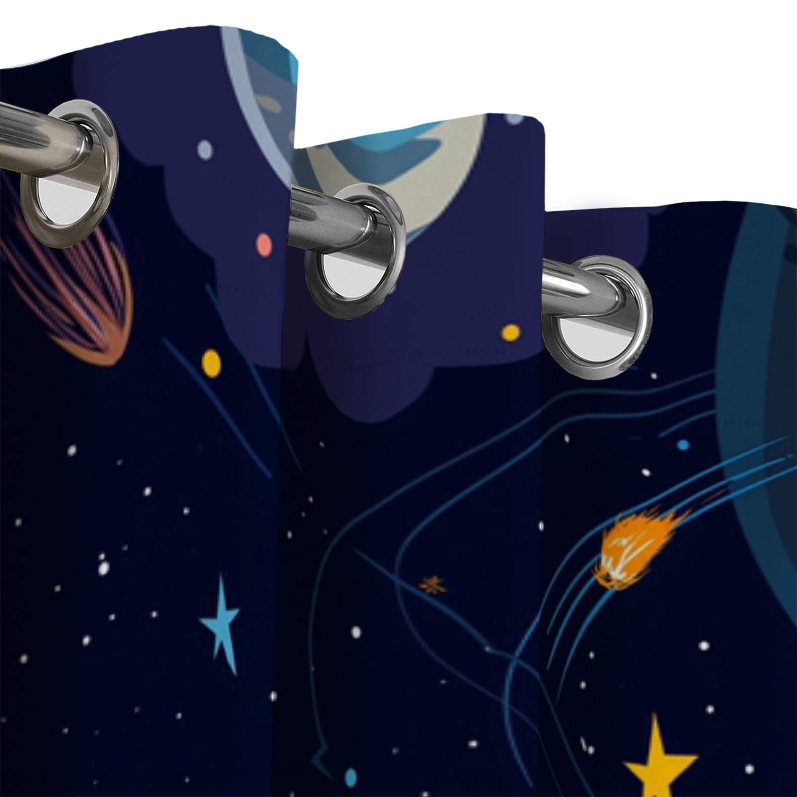Tende Per Interni Oscuranti Termiche Con Occhielli – Set Di 2 Tende Pianeta Modello Cometa, Isolanti Dal Calore, Blu Scuro, 140L×240A Cm, Per Camera Da Letto E Soggiorno