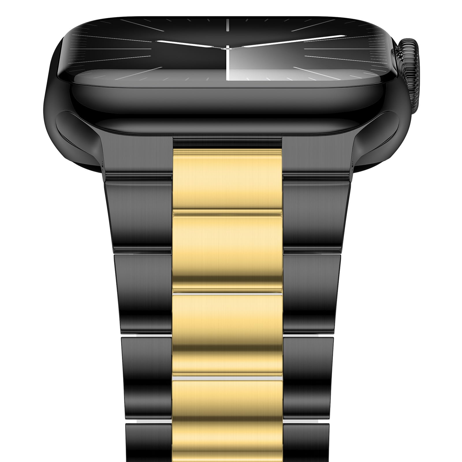 iiteeology Lightweight Stainless Steel Band Designed for Apple Watch Ultra 3 &amp; Ultra 2, Series 1-11, 46mm, 45mm, 44mm, 42mm, Replacement iWatch Bands for Men &amp; Women, Black/Gold