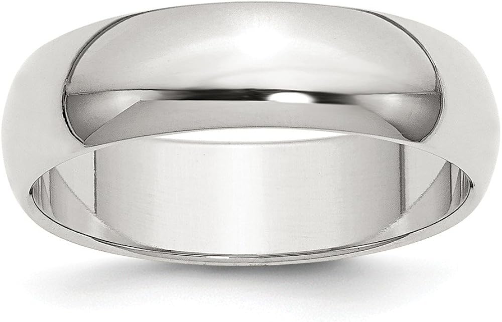 Solid 925 Sterling Silver 6mm Plain Classic Dome Wedding Band Ring | 