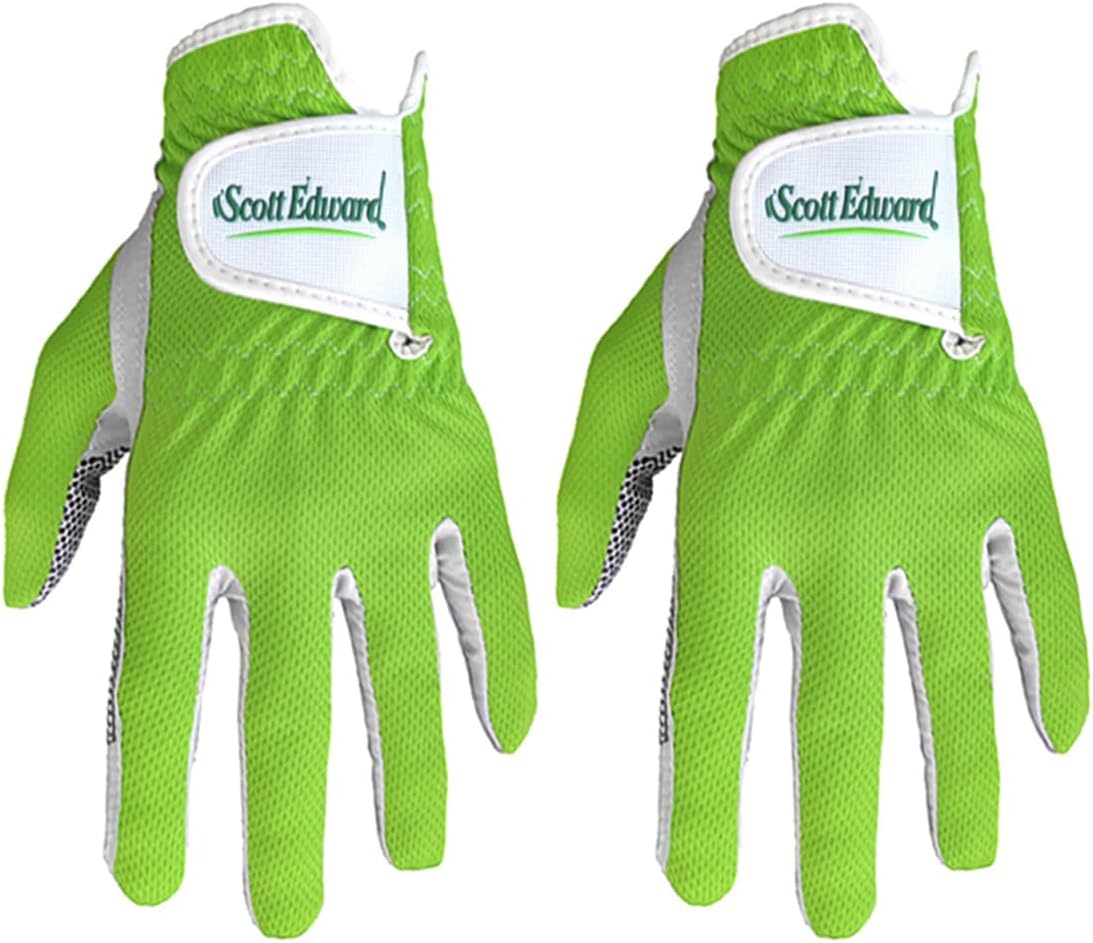 Scott Edward 2-Pack Men's Golf Glove Universal Fit, No-Slip, Breathable, Soft, Washable, Worn on Left Hand, Green (27-XXL)