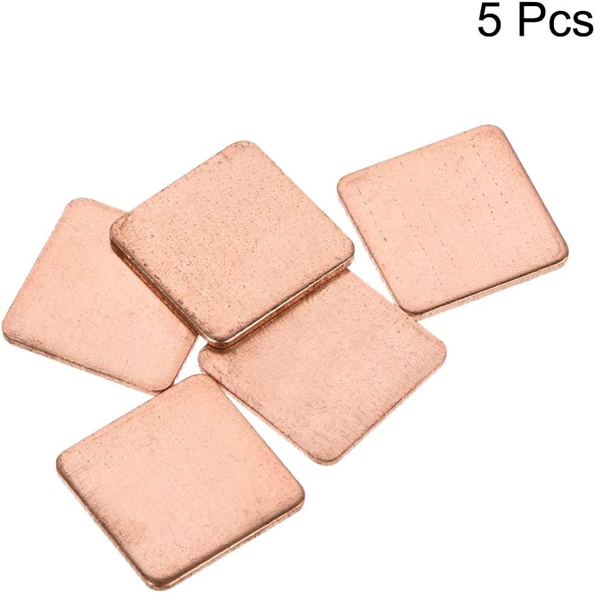 sourcing map Flat IC Chipset Thermal Copper Heatsink for CPU GPU 15 x 15 x 1mm 5pcs, 15x15x1mm - Image 4