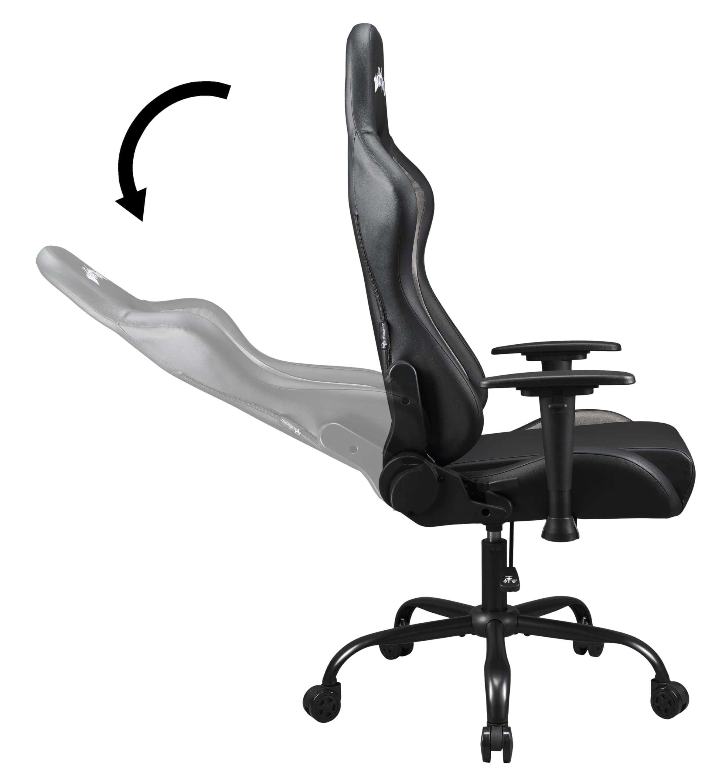Subsonic Motorhead Sedia da Gioco o da Ufficio, Sedia Gaming Adulti, Seduta Confortevole, Poggiatesta Integrato, Braccioli e Altezza Regolabili, Schienale Ergonomico, Nero