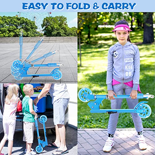 Scooter For Kids Ages 6-12 - Kids Kick Scooters With Led Light Up Wheels & 3 Levels Adjustable Handlebar, Lightweight Foldable 2 Wheel Girly Pink Scooter, Christmas Birthday Gifts For Girls Boys. #TOP4