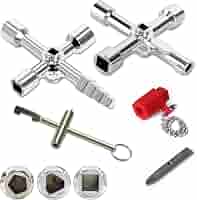 Lot De 3 Clés Universelles XZEIT - Pour Armoire Électrique, Robinet, Chauffage (Triangulaire, Carré, Pentagonal)