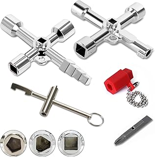 3pcs Universal Utility Cross Key included Square Key Triangle Key Water Meter Key Tool, Building Key Control electrical cabinet key Heated Vent Key Sillcock Key Elevator Key Water Meter Valve (3pcs Universal Key)