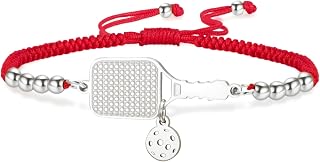VASSAGO Pickleballarmband, pickleball, paddel och bollberlock, länkkedja och justerbart flätat armband, sportsmycken, gåva för kvinnor, män, pickleball-älskare, spelare, lag