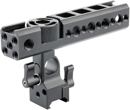 NICEYRIG Mango superior NATO de liberación rápida con abrazadera de varilla de 0.591 in, soportes de zapata fría para cámara DSLR, videocámarajaula