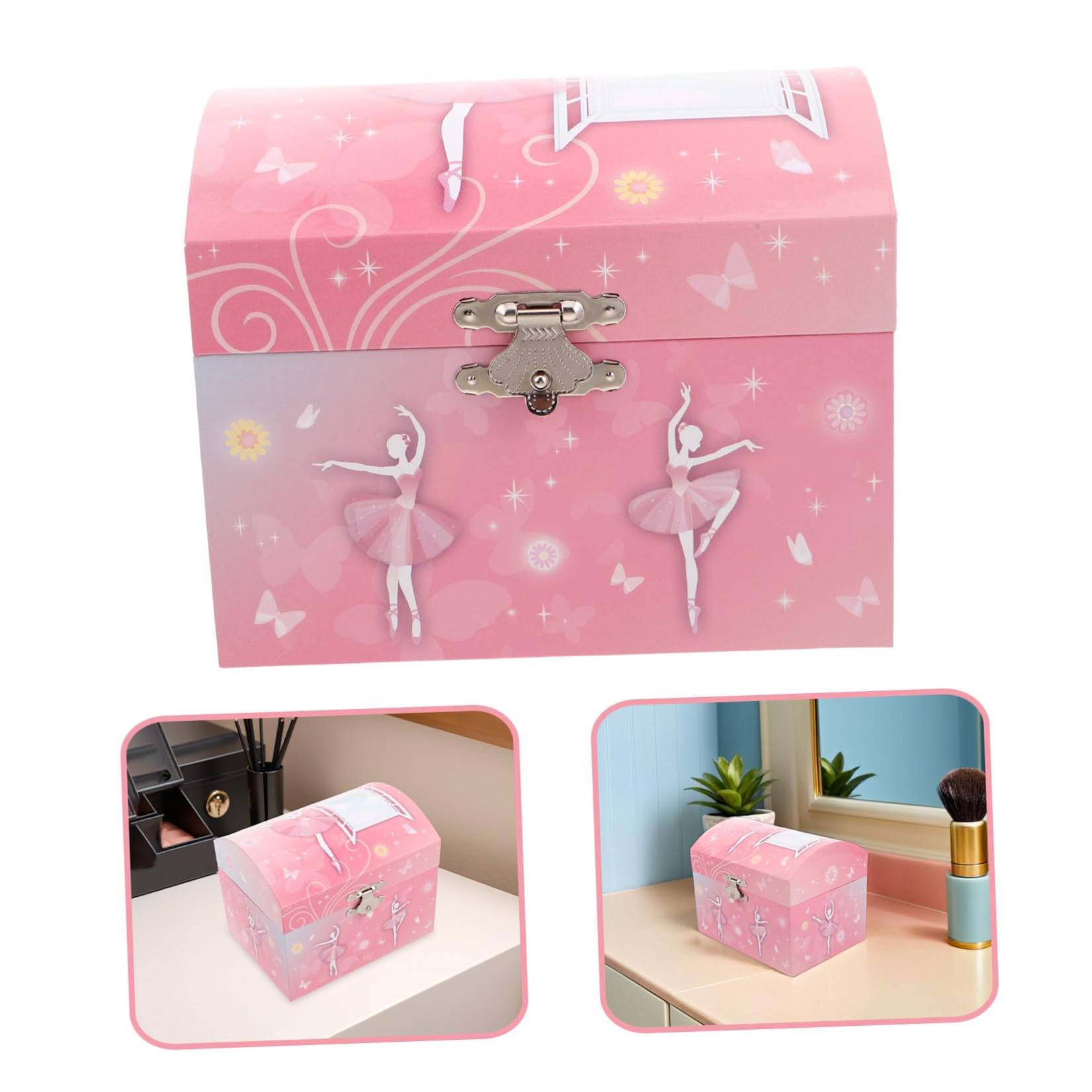 SHINEOFI Joyero Musical para Niñas con Bailarina Giratoria Caja de Música de Ballet con Espejo Almacenamiento Organizado de Joyas Diseño Rosa para Cumpleaños y Obsequio Infantil