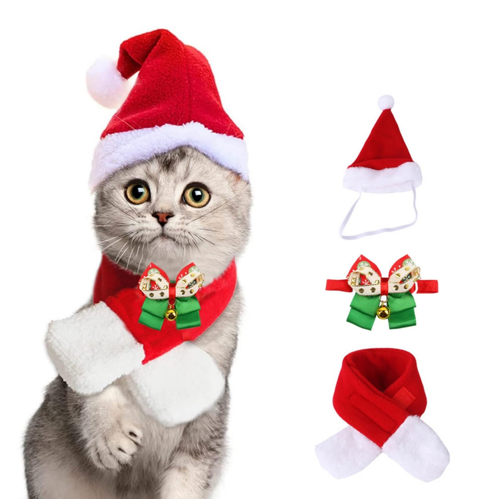 Accesorios de disfraz de gato de Navidad pack de 3 con sombrero ajustable