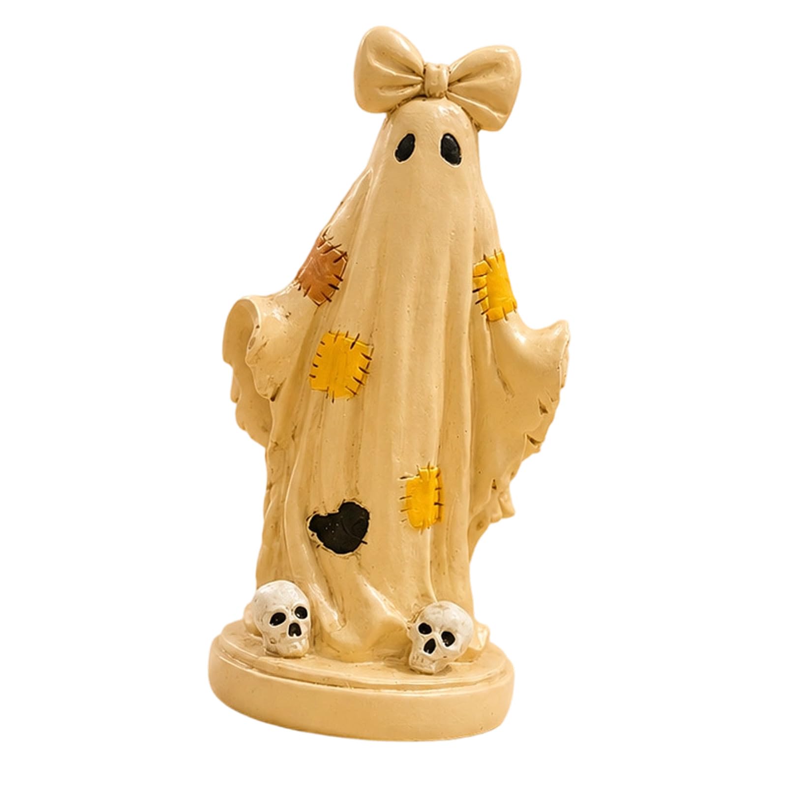 Pangboer Patches Ghosty A Halloween Display Pumpkin Ornament, Resin Figurine With Painted Detail For Bookcases, Counters, Reception Tables, Trays Seasonal Figurine Indoor Holiday Accent Display Ornament Fall Party Table Shelf