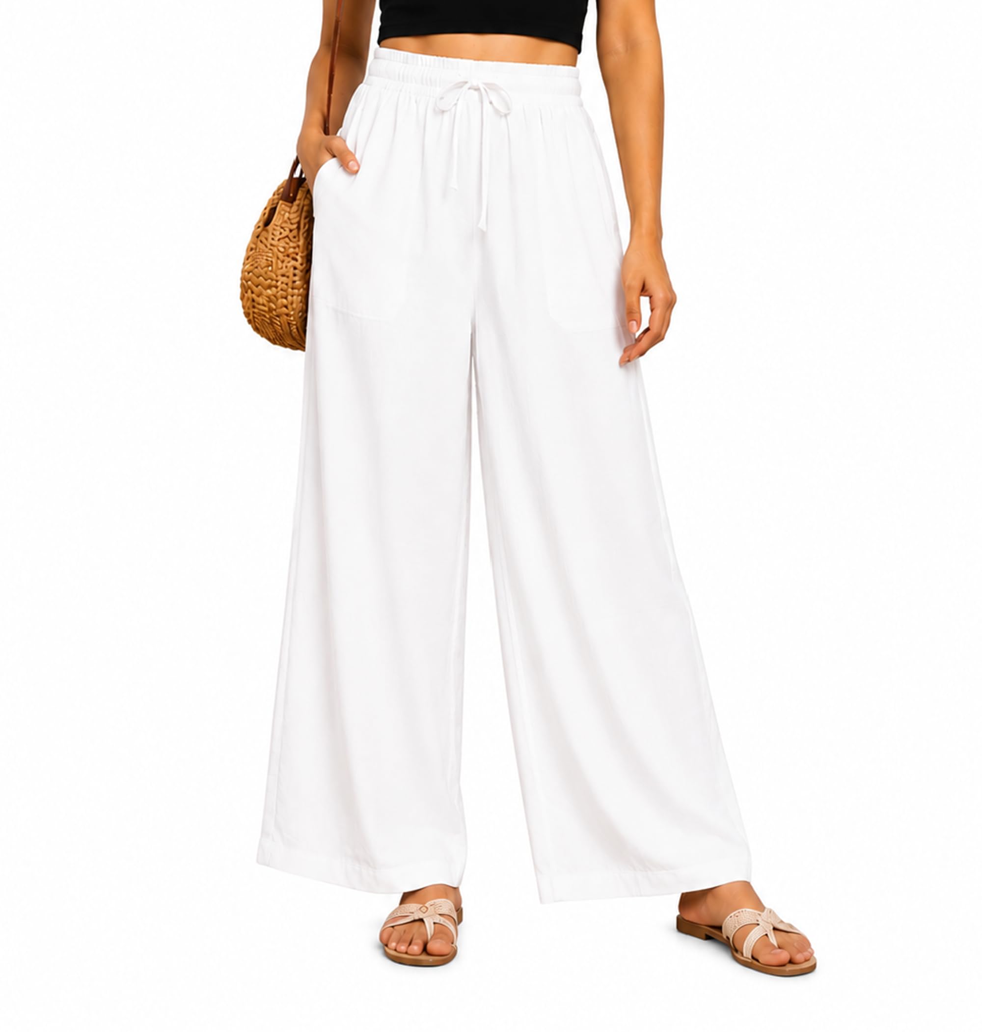 Shomyra Women Palazzo Pants, Single Pocket, Loose Fit Viscose Ryon Palazzo, Stretchable Waist-image-40