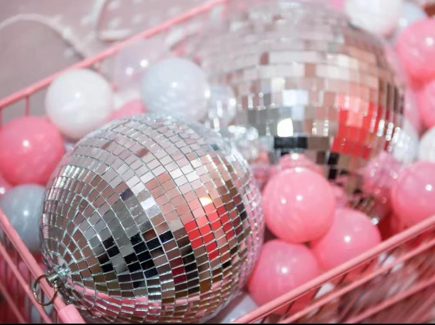 Mirror Disco Ball, Silver Party Disco Ball with Hanging Ring, Glass Ball for DJ Dance Home Christmas Window Display Decoration (6 in)