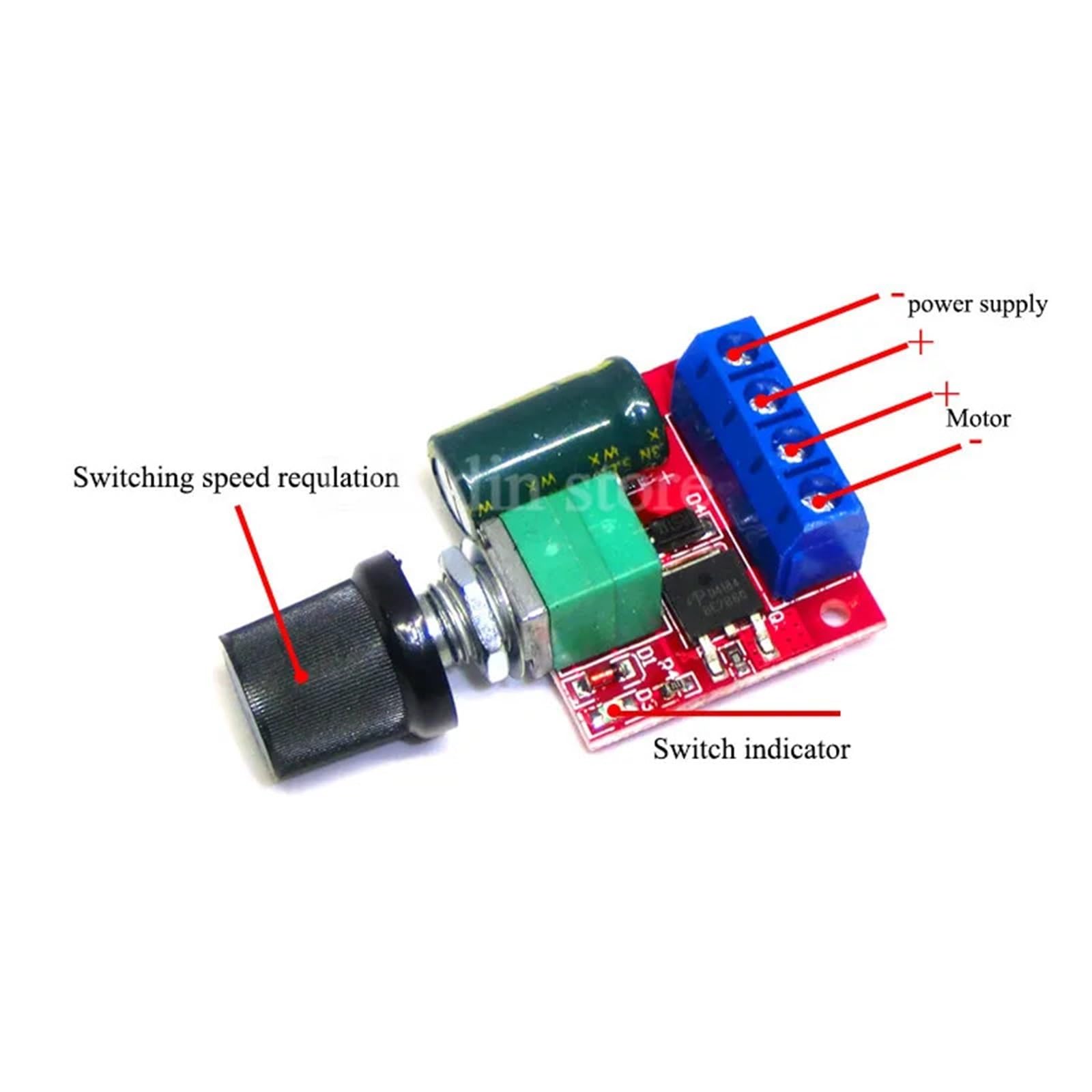 Módulo Controlador de Velocidad de Motor Mini 5A 90W PWM 12V CC, regulador de Velocidad Ajustable de 4,5 V a 35 V CC, Interruptor de 24 V