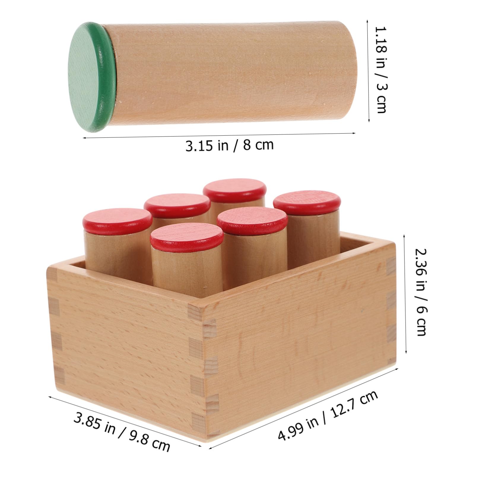 Sound Cylinder Shaking Box in Legno, Gioco Sensoriale | Sei Scomparti, Design Educativo per Bambini, Training Uditivo e Concentrazione