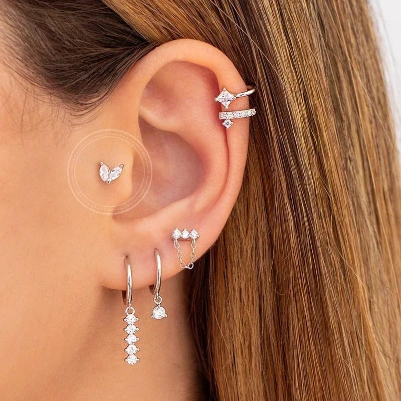 925 Sterling Silver Ear Needle White Silver Series Earrings Tassel Pendant Hoop Earrings For W Advanced Jewelry3