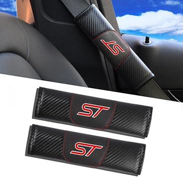 2Pcs Carbon Fiber car seat Belt Cover car seat Belt pad Shoulder Protector Soft and Comfortable Compatible with Focus Fiesta Explorer Europe Edge ST Accessories