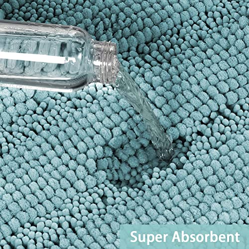 Image of Turquoize Luxury Chenille Bath Rug for Bathroom Rugs Extra Absorbent Bath