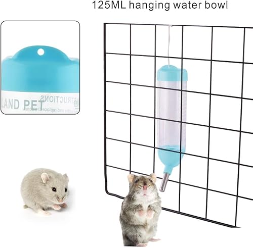 Miniatura 10 de Guardians Botella de agua de hámster, botella automática para beber Little Pet con base de contenedor de alimentos, choza, botellas de alimentación