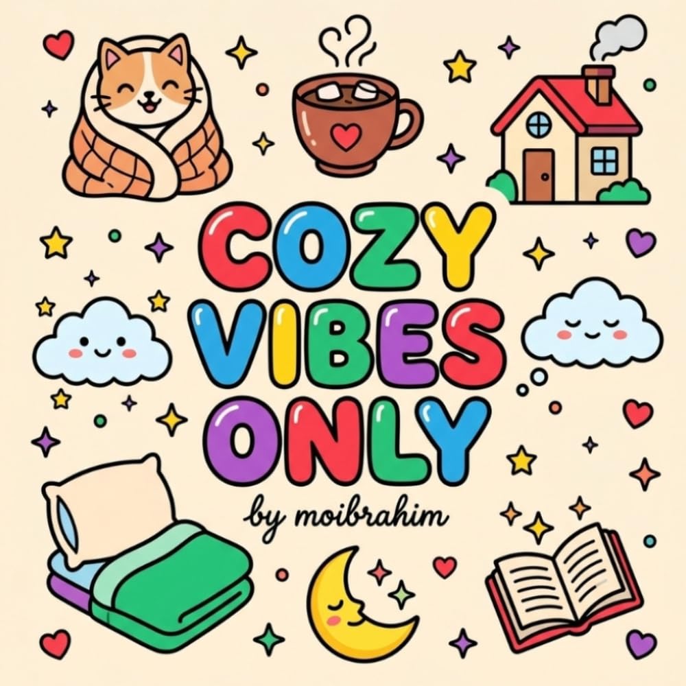 Cozy Vibes Only: Bold and Easy Coloring Book for Adults and Teens | Cute, Simple Designs for Stress Relief (Cozy Scenes, Animals, Patterns & More)