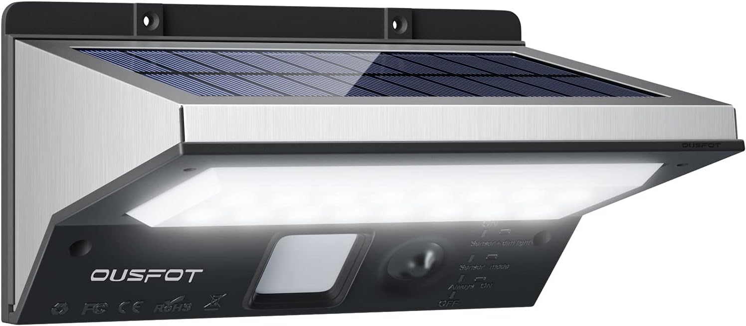 OUSFOT Solar Lights Outdoor Motion Sensor 21 LED 3 Modes Wireless Waterproof Security Solar Powered Lighting Super Bright 120 Degree Wide Angle Sensor Light (1 Pack)