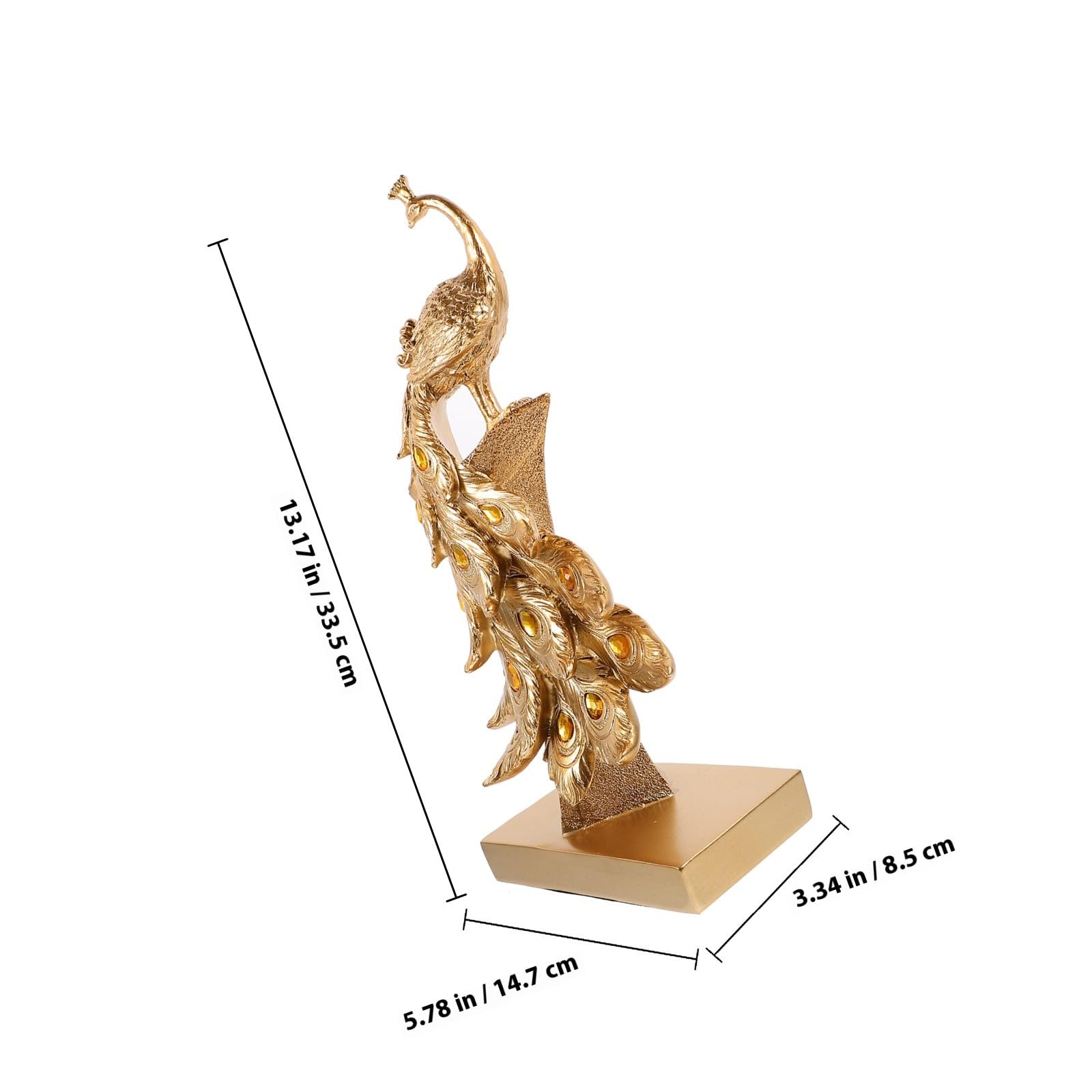 Toyvian Ozdoba Ogrodowa z Żywicy Pawia Mała Statua Trawnik Figurka Dekoracyjna Do Ogrodu i Podwórko Unikalny Design Wszechstronne Zastosowanie