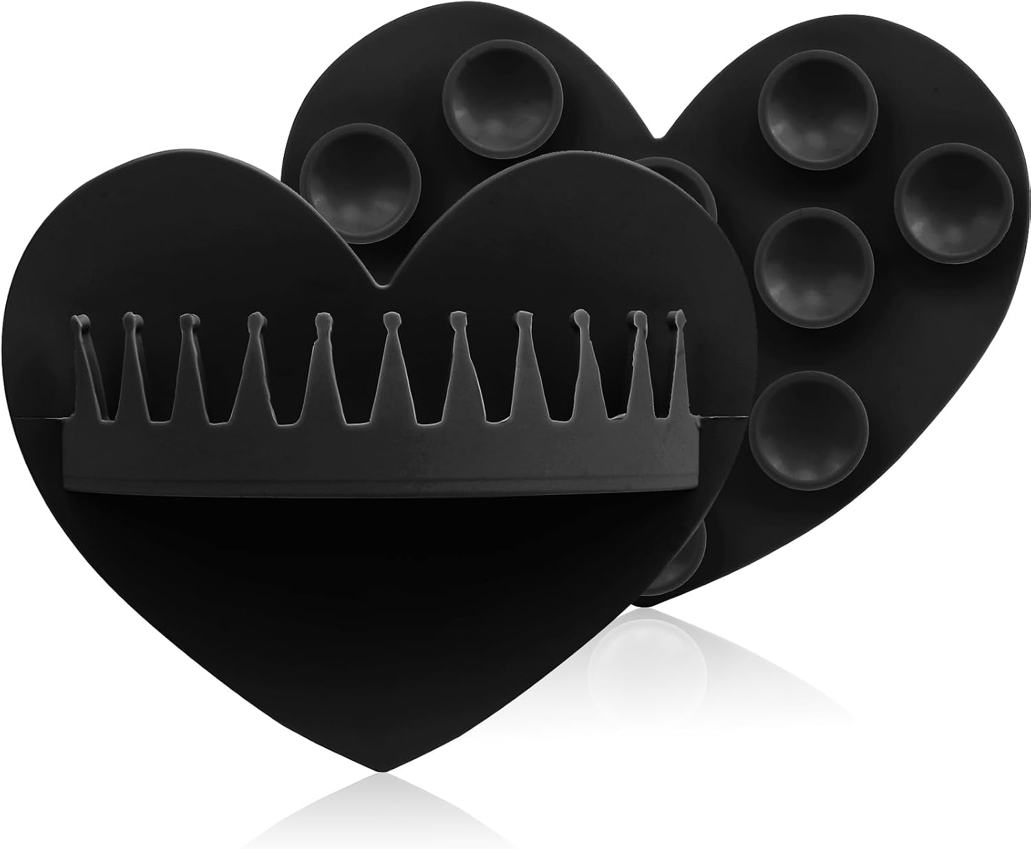 2PCS Shower Hair Catcher, Silicone Heart Shape Wall-Mount Suction Hair Collector, Hair Trap for Shower Drain, Reusable Shower Wall Hair Catcher, Hair Grabber for Bath & Shower (Black)