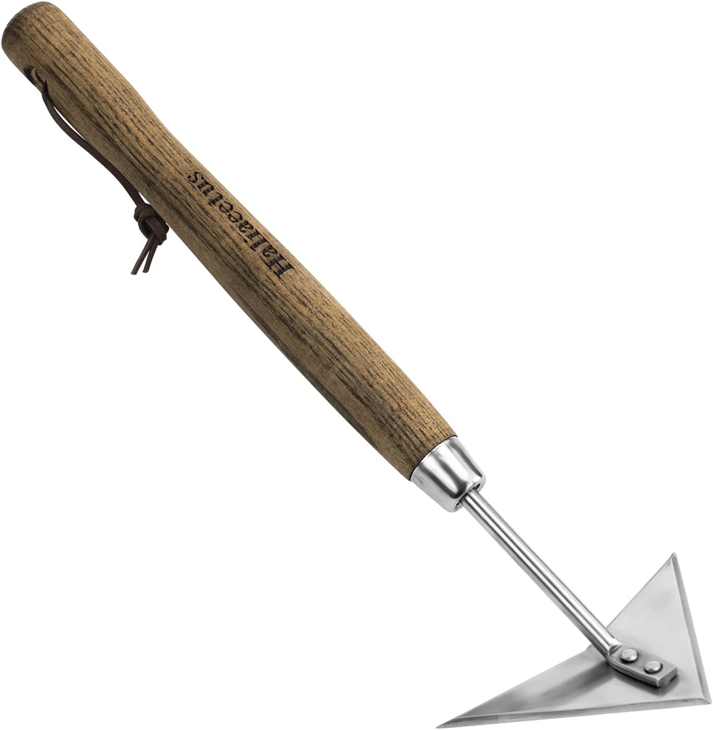 Haliaeetus Triangle Head Hoe, 15'' Scuffle Hoe for Weeding Precisely in Raised Bed, Stainless Steel Rogue Hoe for Weeding in Push-Pull Motion, Push Pull Hoe with Compact Size for Weeding Between Plant