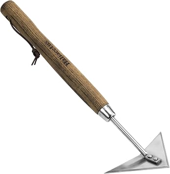 Haliaeetus Triangle Head Hoe, 15 Scuffle Hoe for Weeding Precisely in Raised Bed, Stainless Steel Rogue Hoe for Weeding in Push-Pull Motion, Push Pull Hoe with Compact Size for Weeding Between Plant