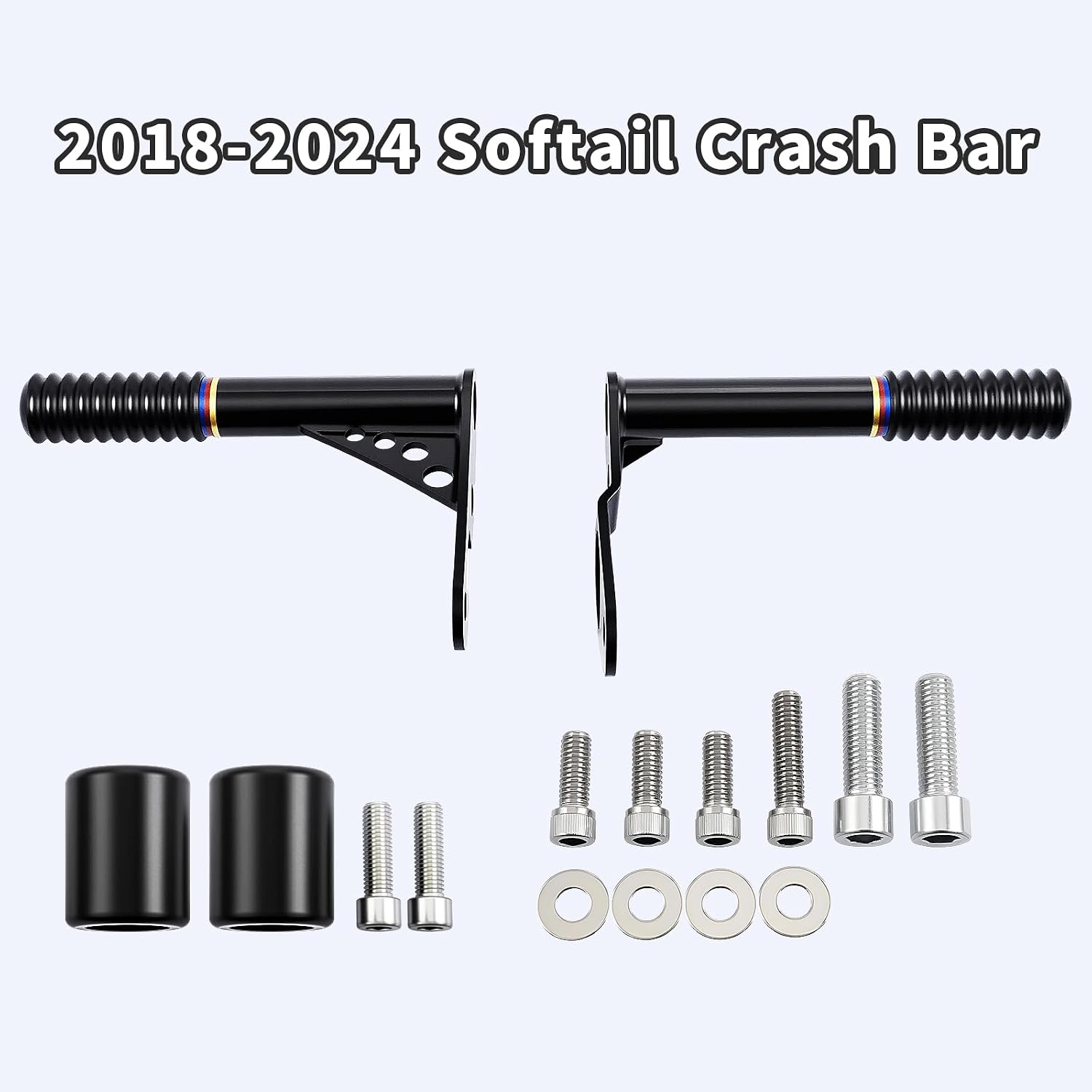 Rear Crash Bar with 2 Pairs Sliders for Harley 2018-2026 M8 Softail Streeb Bob Low Rider S ST Softail Standard FXBB FXLR FXST FXFB FLSB, Black