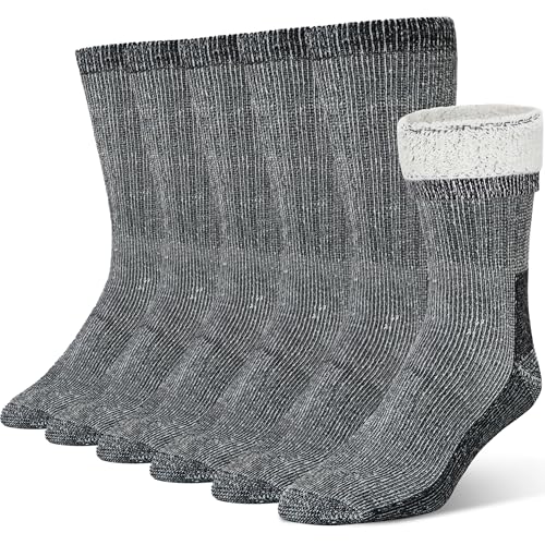 Image of Alvada Mens Merino Wool Crew Socks Thermal and Warm Socks for Winter Work Hiking Running 3 Pairs