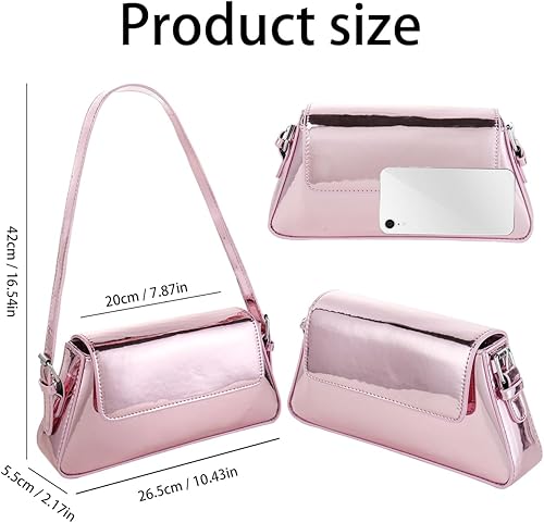 Miniatura 7 de Bolso de noche para mujer, Y2k, plateado, bolso hobo, bolso de mano, lindo bolso de mano, bolsos cruzados, bolsa de hombro para fiesta