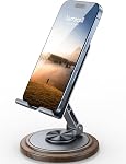 Lamicall Adjustable Phone Stand for Desk - 360 Rotating Foldable Cell Phone Holder Desktop Portable Cellphone Stand, Office Desk Accessories for iPhone 17 16 15 14 Pro Max, 4-10”Smartphones, iPad Mini