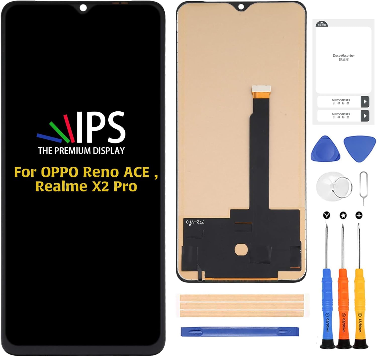 A-MIND for Oppo Reno ACE/Realme X2 Pro TFT Screen Replacement Touch Digitizer PCLM10 RMX1931 LCD Display Full Assembly Repair Kits,with Tools
