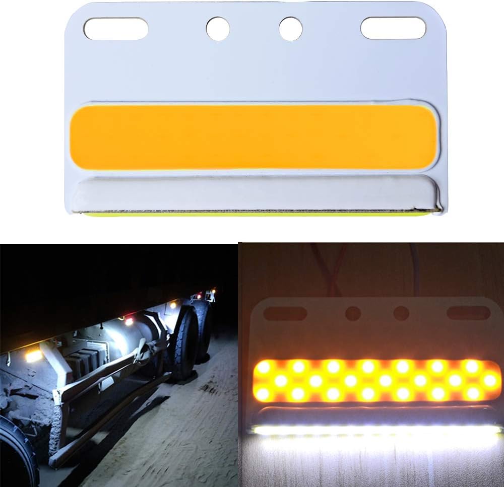TIDO 2 Amber 24V 4.4" x 3.2" Led Truck Side Marker Light Surface Mount,Sealed Trailer Led Clearance and Side Marker Lights, Aluminum Base, Rectangular Rectangle Led Lights