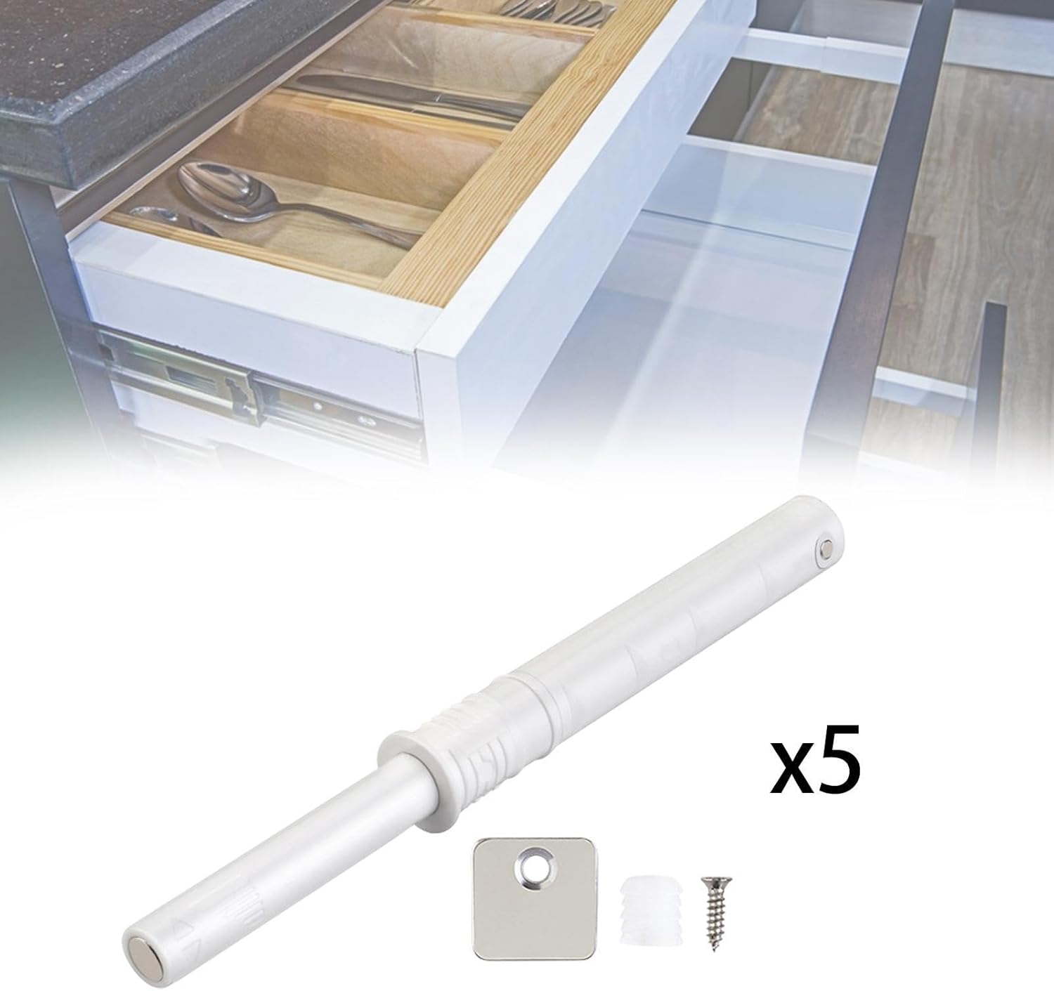 ECOMISTIQ® Push to Open Door Latch Fittings Spring on Close for Wardrobe Closet Bedroom White|Latches & Bolts|Door Hardware & Locks|Hardware