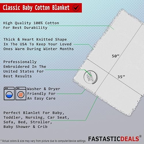 Miniatura 2 de Mantas de bebé bordadas personalizadas para niños y niñas Cruz plata, Texto y nombre personalizados en blanco aquí