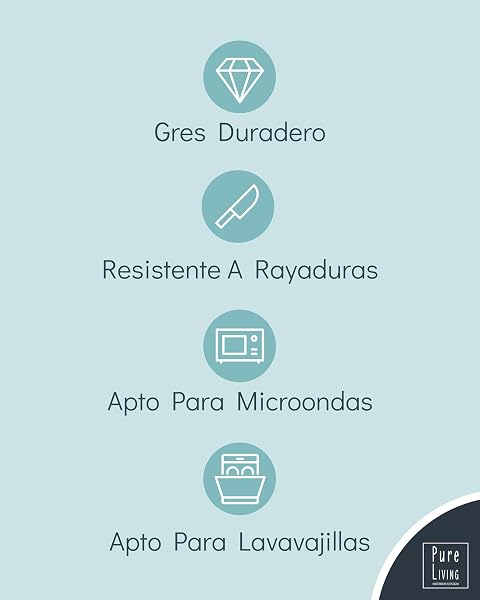 Juego de 6 platos hondos Ibiza – gres premium, resistente a los arañazos, apto para lavavajillas, microondas – Elegante juego de platos hondos – Platos de pasta hondos grandes – Pure Living vajilla - 5